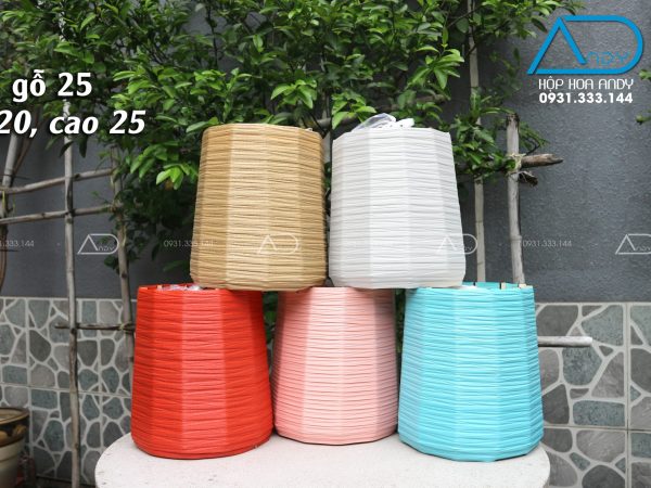 Hộp tròn gỗ, quấn nhựa 25